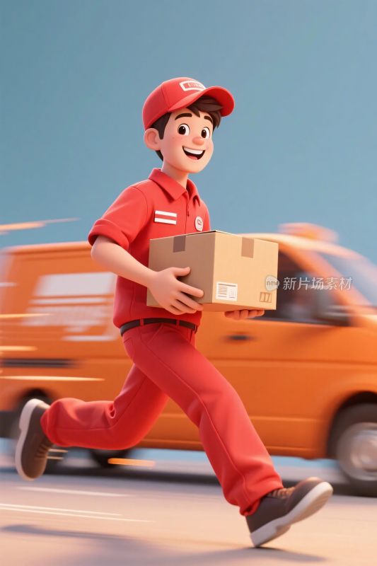 快递员送快递场景