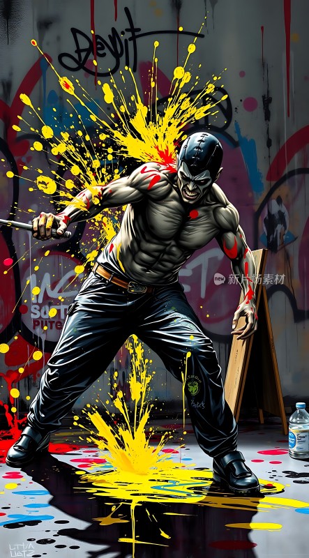喷漆艺术家力量与色彩的碰撞
