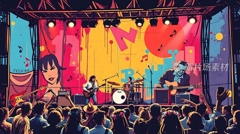音乐节现场乐队表演