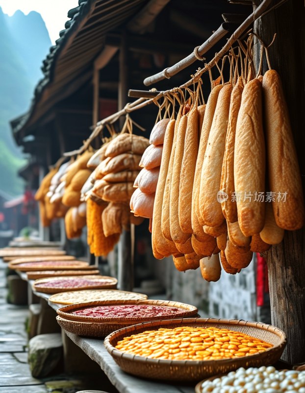 古镇食品晾晒