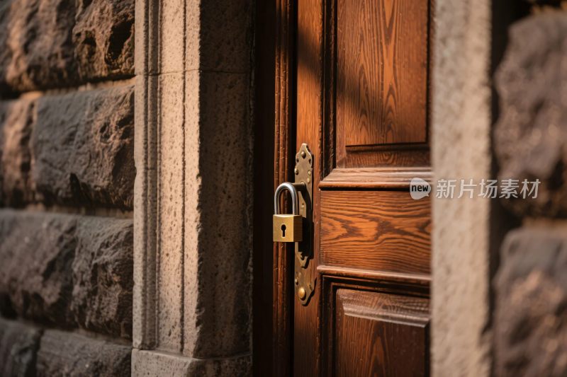 木门铁锁建筑细节