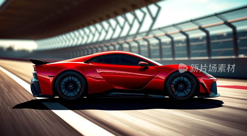 红色赛车在赛道上疾驰