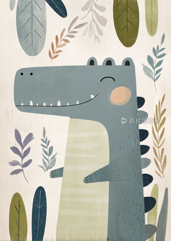 可爱卡通鳄鱼插画