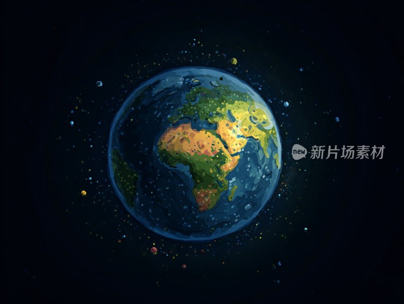 宇宙中的地球插画