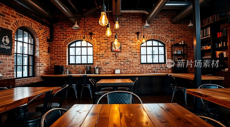 砖墙木桌温馨咖啡馆