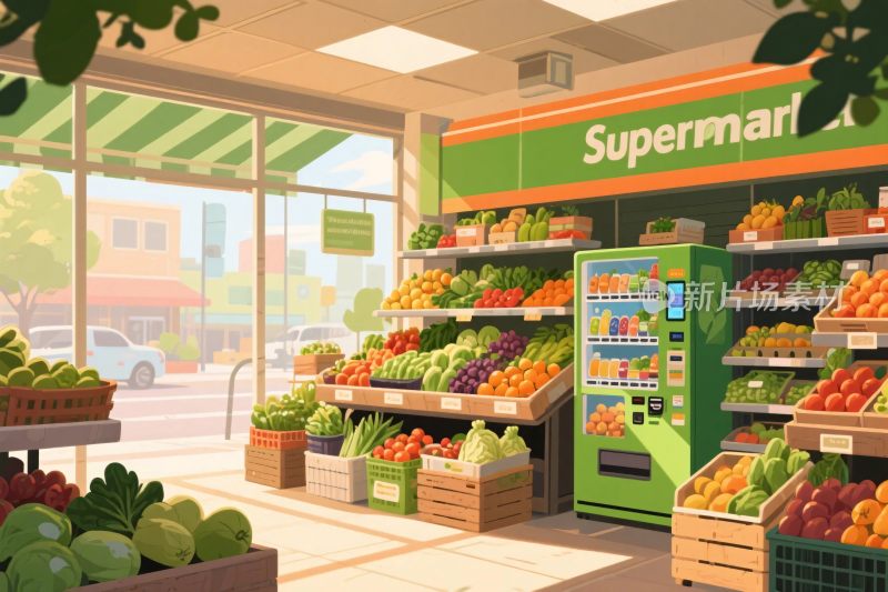 超市生鲜插画