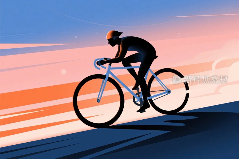 骑行者骑行插画