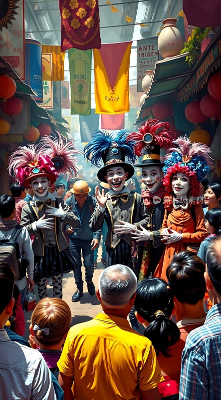 狂欢节上的欢乐表演者