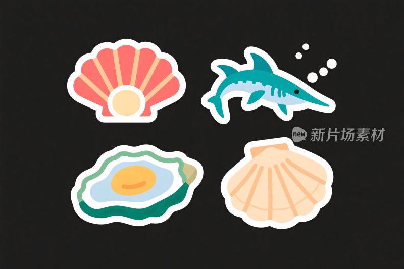 海洋元素卡通贴纸