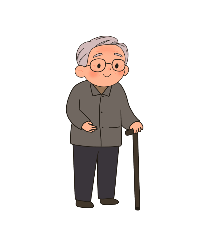 和蔼拄拐的老年男性形象