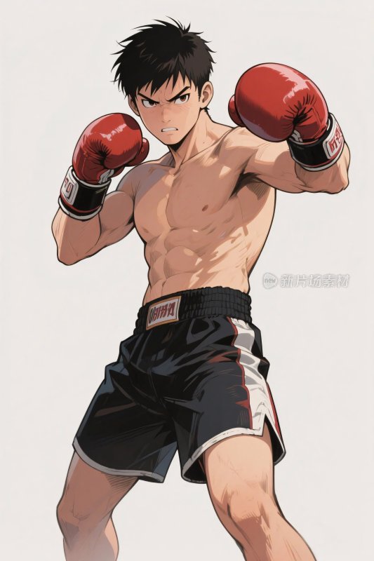 拳击动漫角色插画