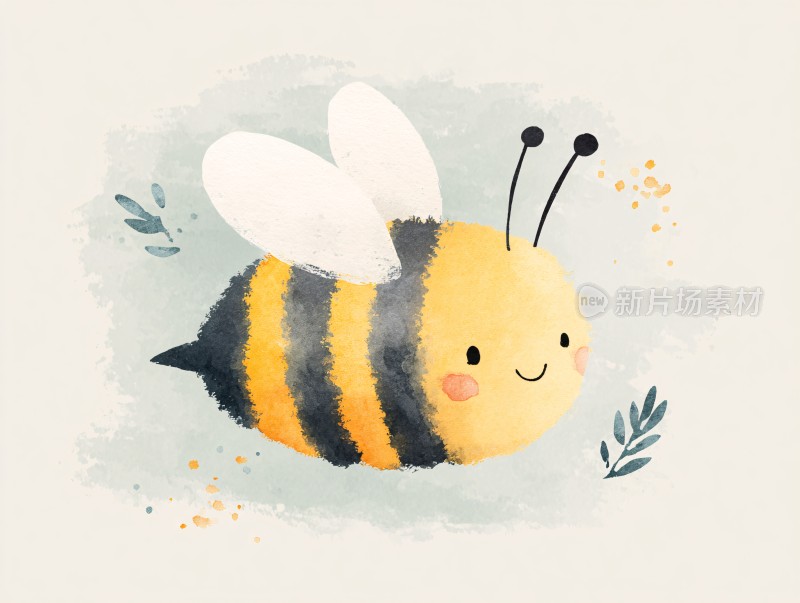 可爱水彩风小蜜蜂插画