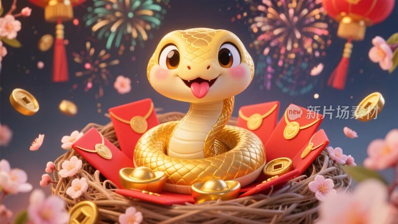 卡通生肖蛇插画