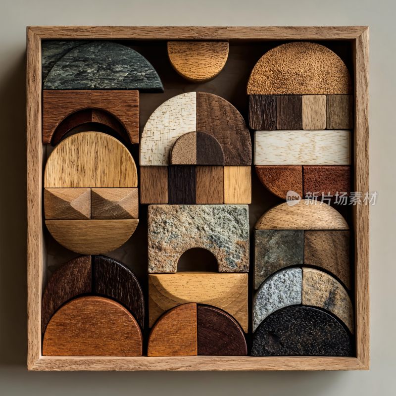 木制几何形状拼图摆件