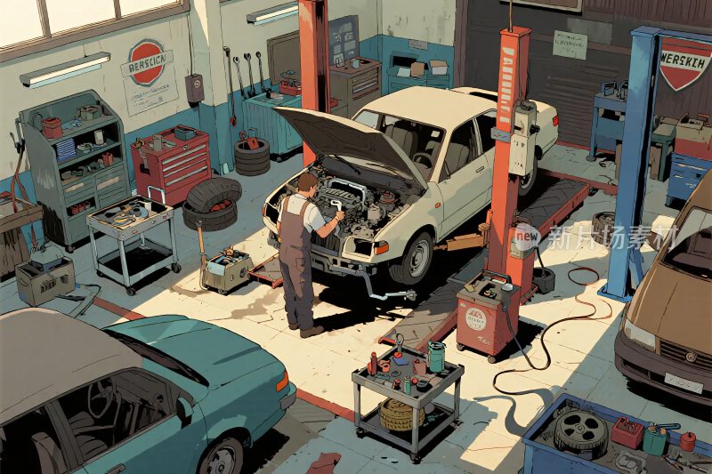 汽车维修车间场景