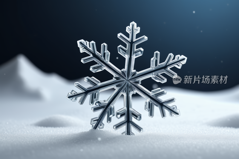 雪上坐着一片雪花高清背景图片