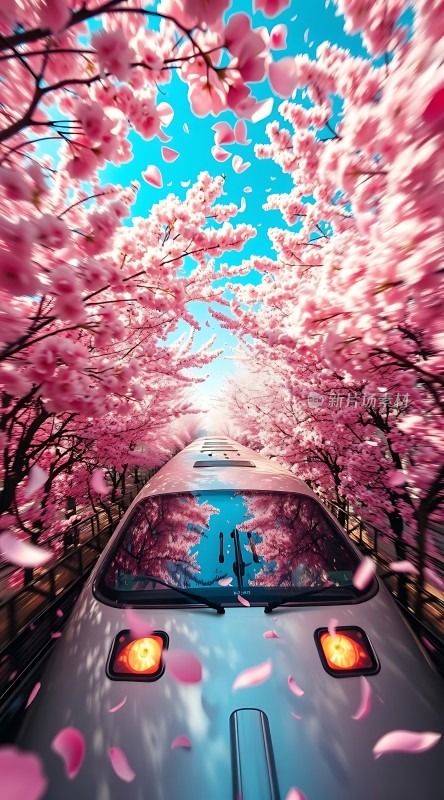 樱花雨中列车之旅