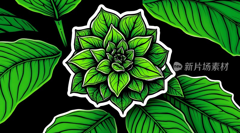 绿叶绽放生机盎然