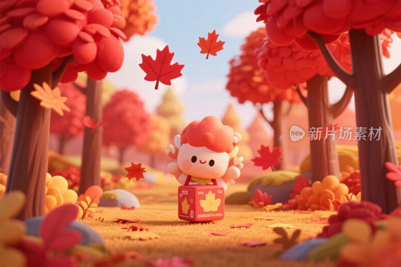 卡通秋景可爱角色
