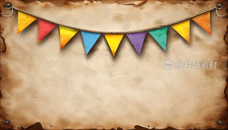 卡通羊皮纸三角旗