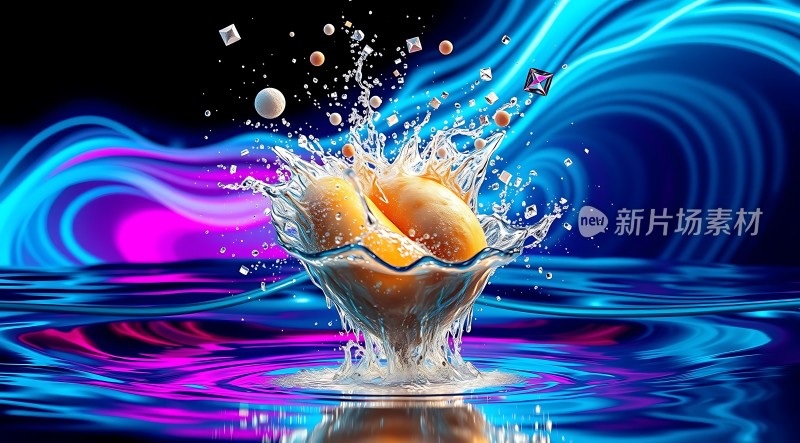 水果入水溅起美丽水花
