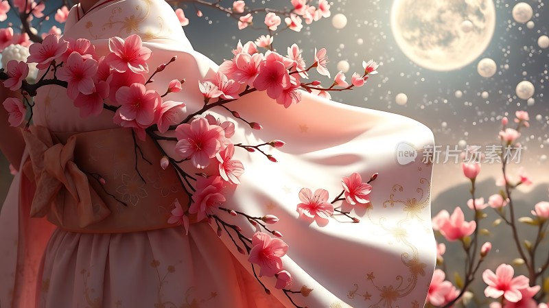 粉樱轻舞月夜梦