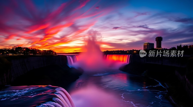 尼亚加拉瀑布日落奇观