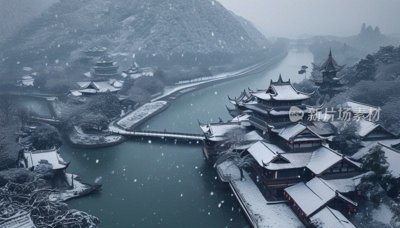 成都都江堰雪景航拍