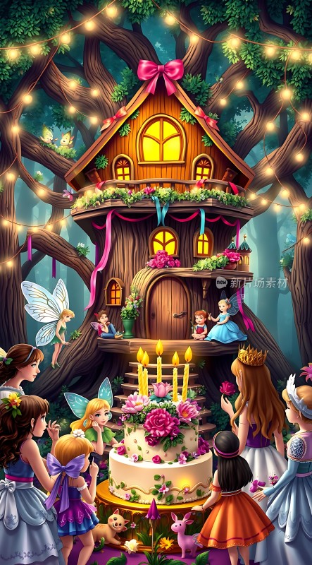 精灵聚会树屋生日派对