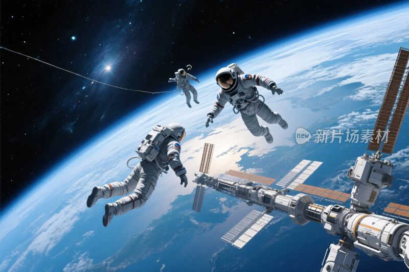 宇航员太空行走场景