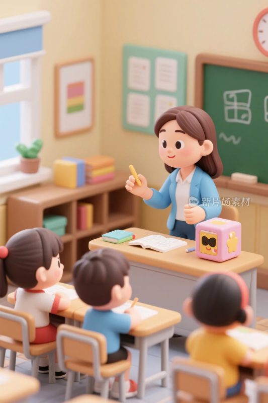 卡通教室教学插画