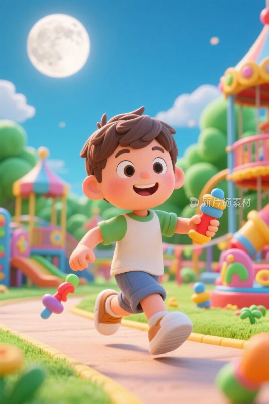 卡通小孩游乐场景