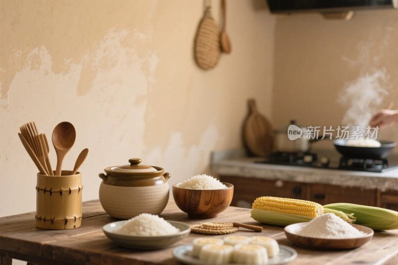 厨房烹饪食材场景
