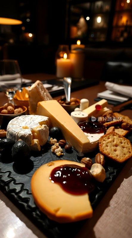 烛光晚餐中的美味拼盘