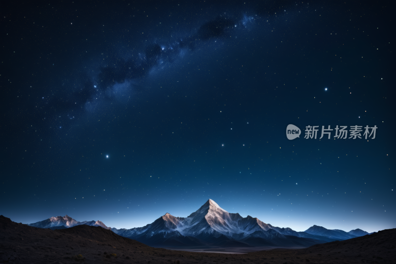 山脉上空有星星般的夜空有几颗星星背景图片