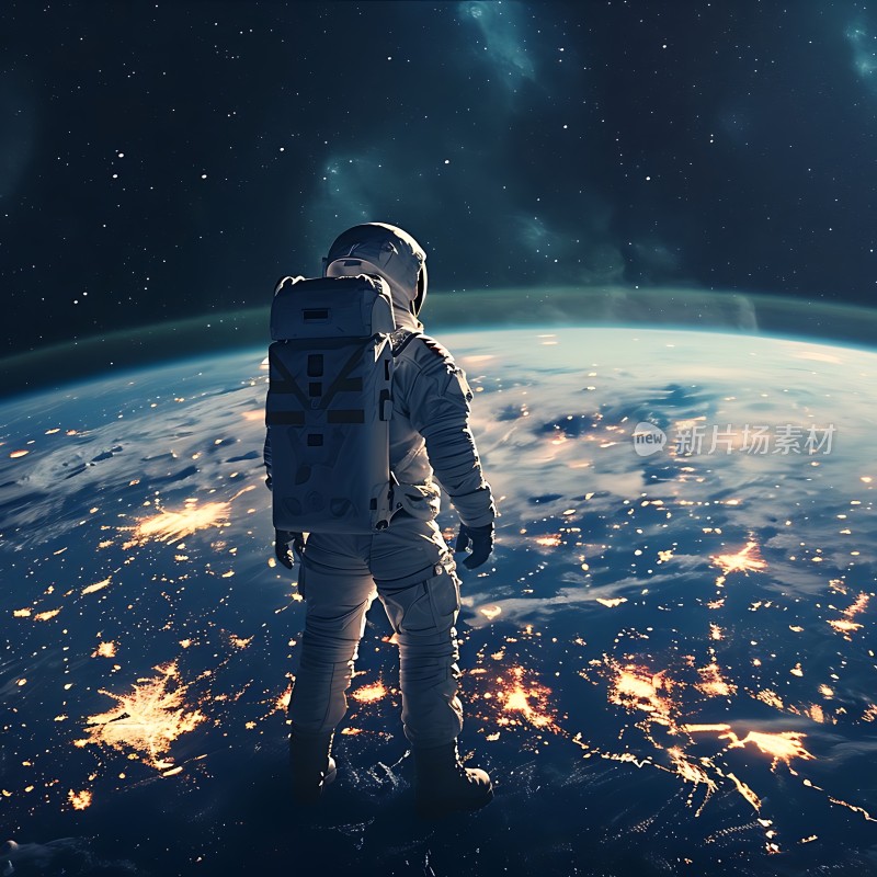 宇航员俯瞰地球夜景
