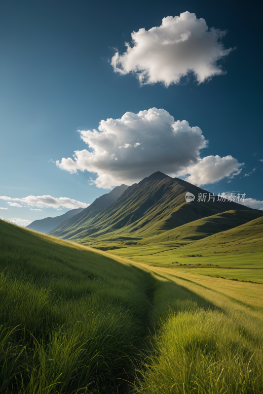 蓝天白天草原草地风景自然风光图片