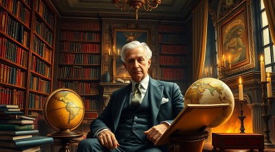 书房里的学者与地球仪 书房里的学者与地球仪