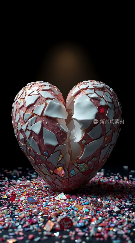 破碎的心形五彩斑斓的碎片