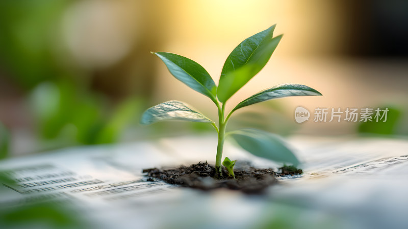 从土壤中发芽年轻绿色植物