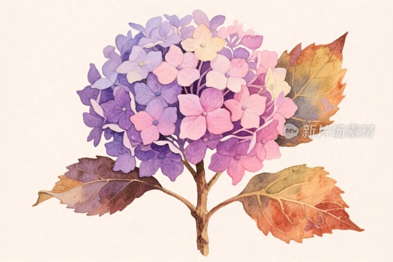 绣球花水彩插画