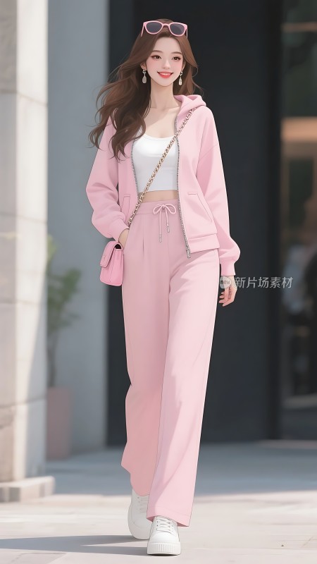 粉色运动套装时尚穿搭指南