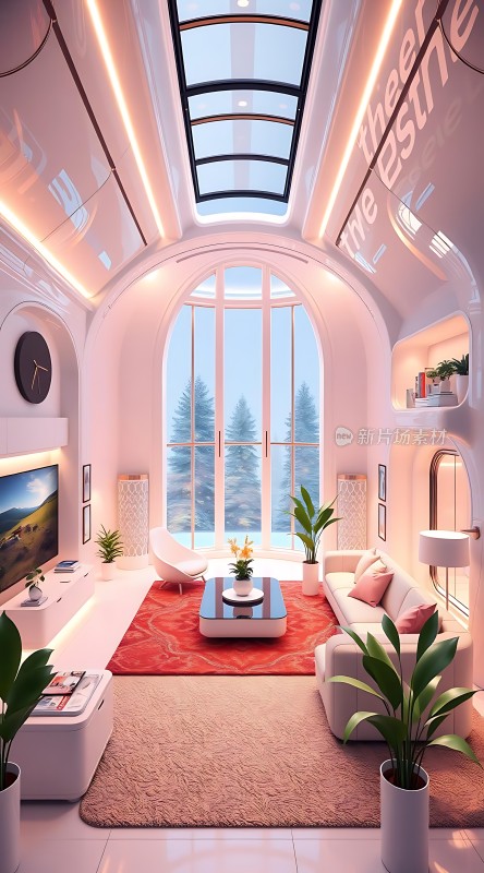 未来主义家居设计现代客厅科技感与舒适并存