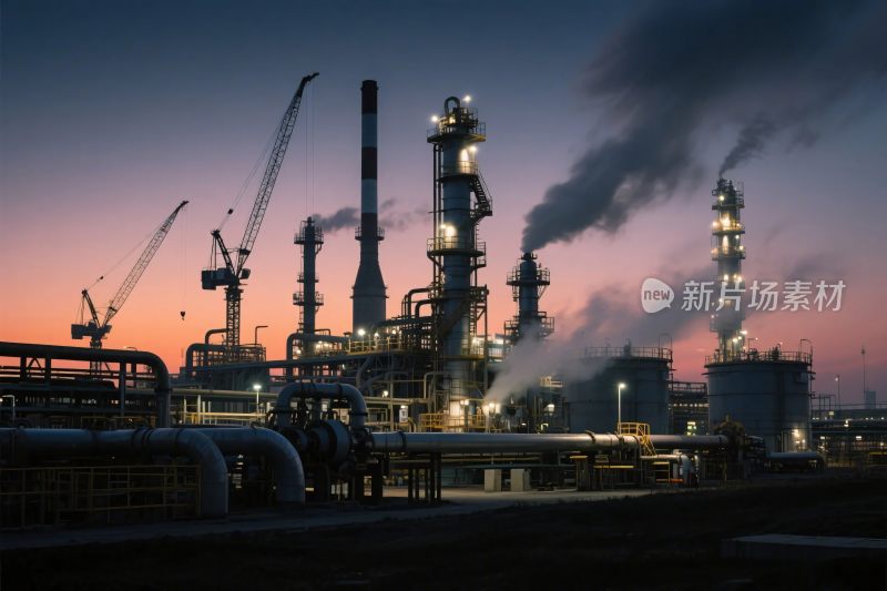 工业厂区黄昏工业场景
