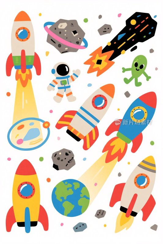太空卡通元素插画