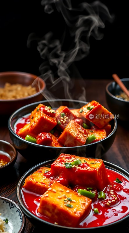 麻辣豆腐香辣诱人热气腾腾令人垂涎欲滴！