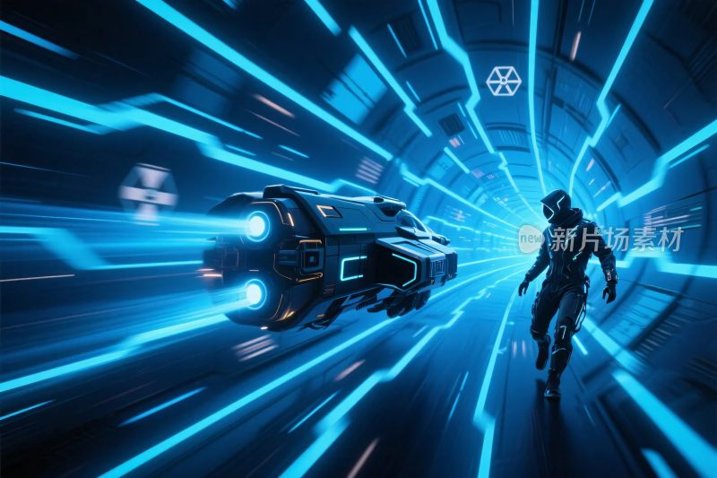 科幻飞船宇航员飞行场景