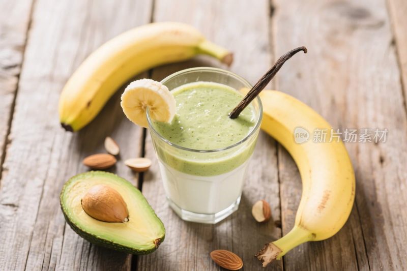 牛油果香蕉奶昔插画