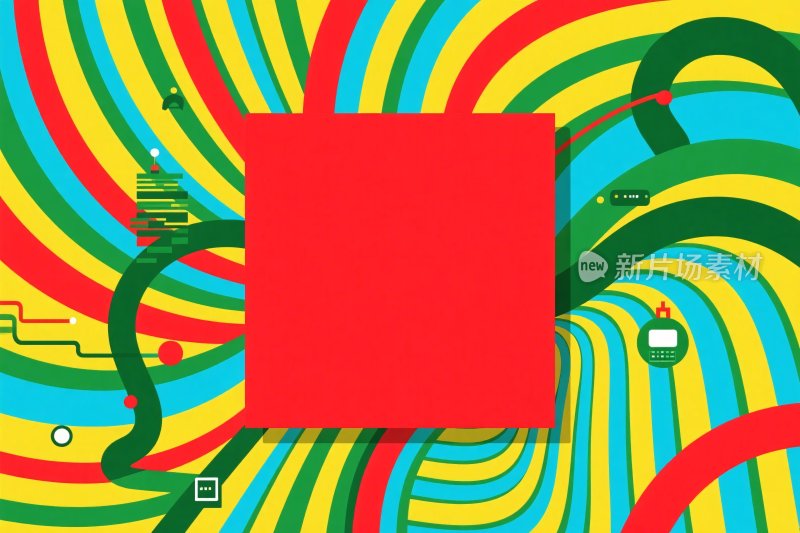 多彩螺旋线条插画