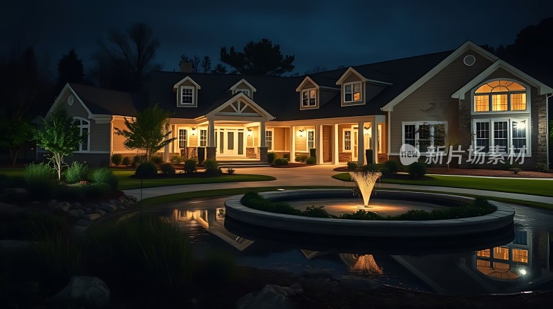 温馨夜色下的优雅住宅